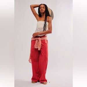 FREE PEOPLE HUDSON CANYON STRIPE PANTS - PINK COMBO
